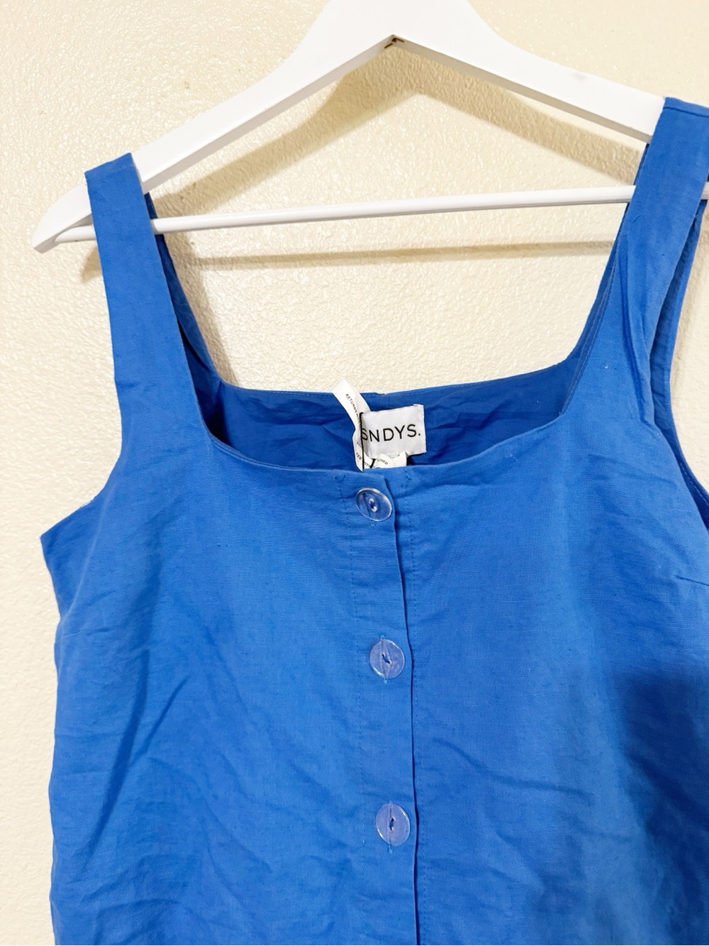 SNDYS. Revolve Shelley Button Front Cotton Linen Mini Shift Dress Size Medium - Picture 4 of 7